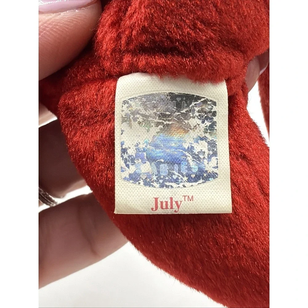 Ty Beanie Baby July Bear Red Birthday Plush w Tag Gift Hat Vintage